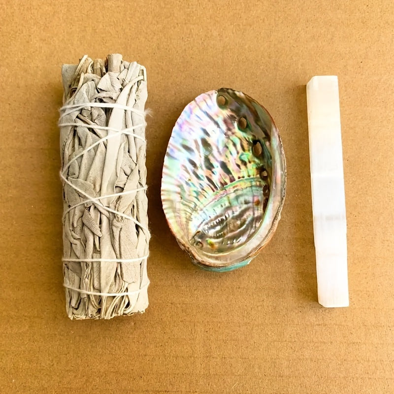7-Chakra Crystal Healing Kit With White Sage, Selenite Wand & Peruvian Wood